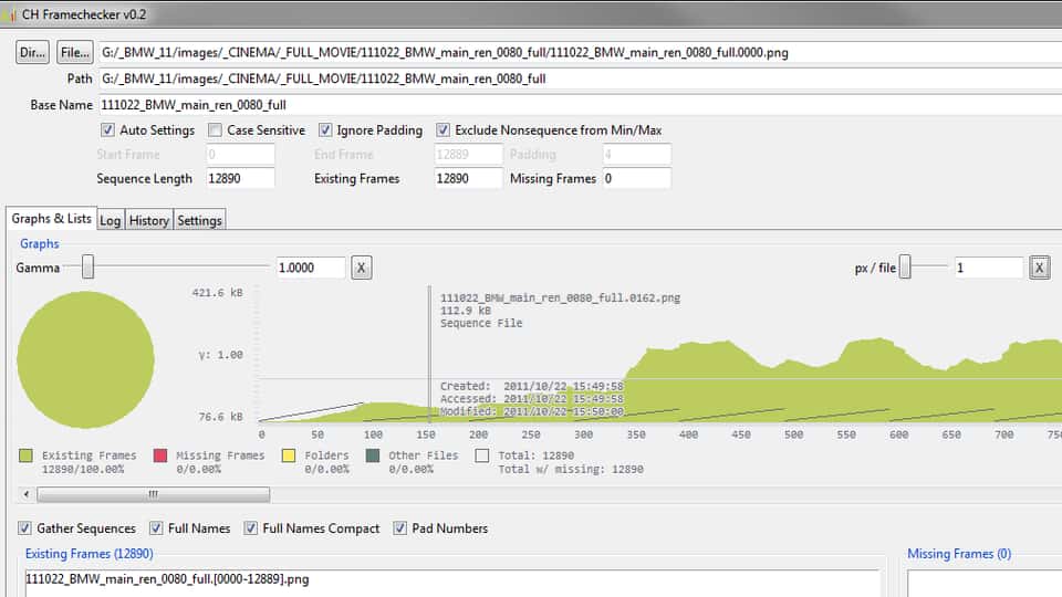 Custom frame sequence validation tool for render pipeline