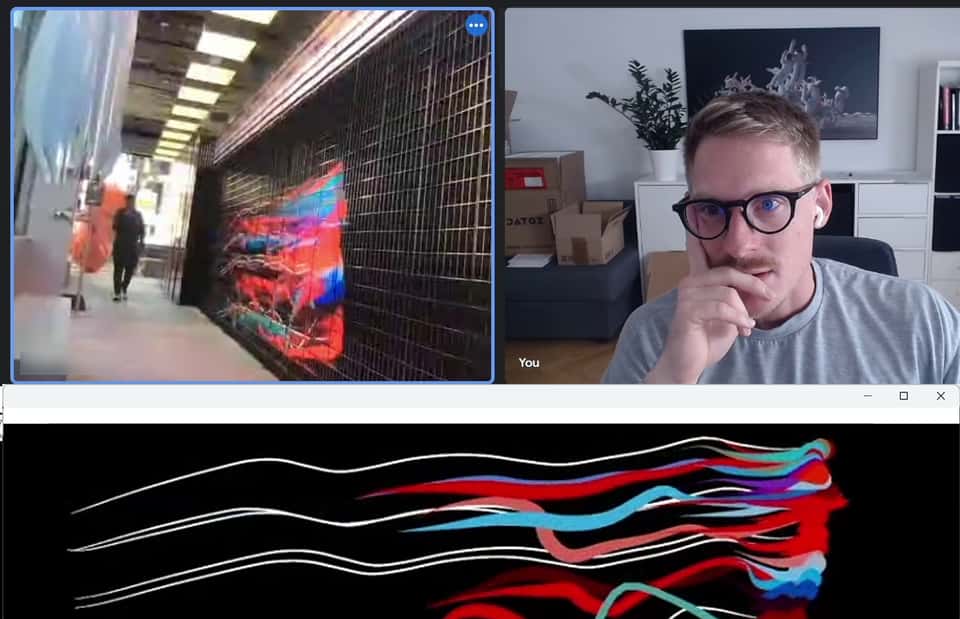 Screenshot of me remotely controlling the On Running installation in a store from my workstation.